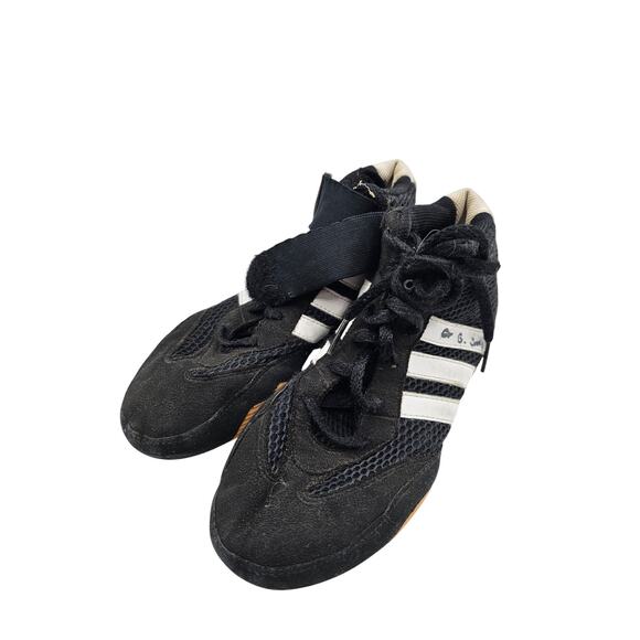 Adidas Mat Hog Wrestling Shoes Boys Sz 3.5 Youth Black White - Picture 2 of 6